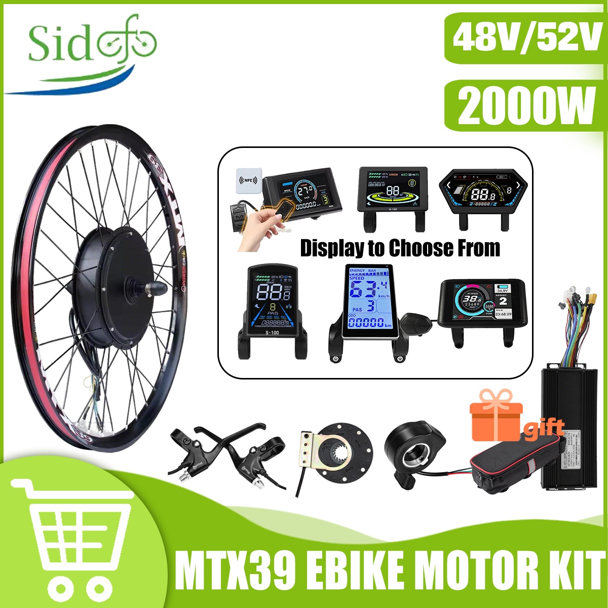 MTX39 48V/52V 2000W Front Rear - Gearless Hub Motor Conversion Kit 2000W With Display review and price