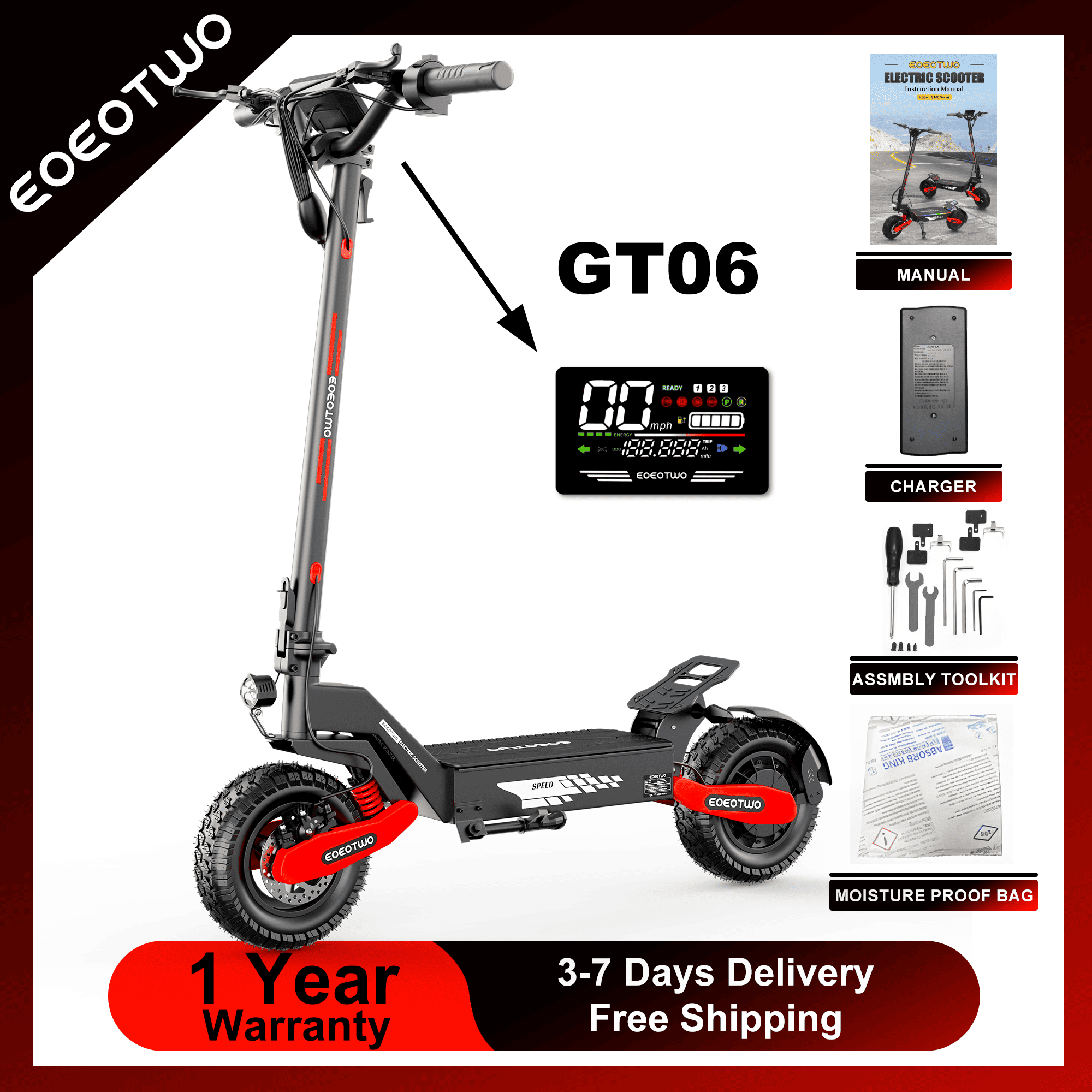 EOEOTWO GT06 Electric Scooter  - Dual Motor Ebike Kit 2000W review and price