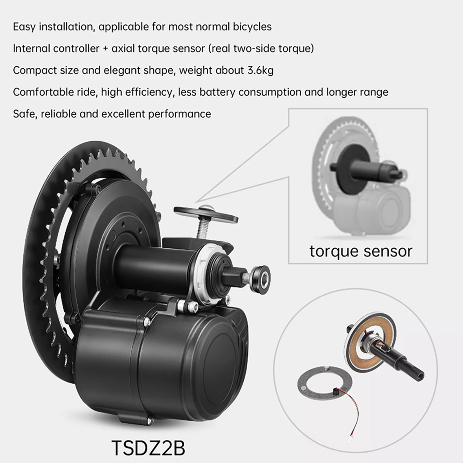 Tongsheng TSDZ2B BB 120mm 100m - Torque Sensor Mid Drive Motor Kit review and price